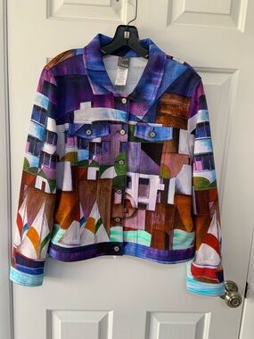 Abstract Multi-Color Print Women's Jacket